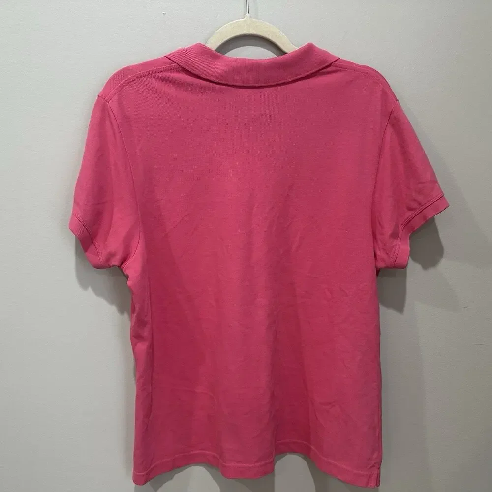 Vtg Lilly Pulitzer Polo Shirt Women X LARGE Pink Preppy‎ Palm Logo Resort Golf
